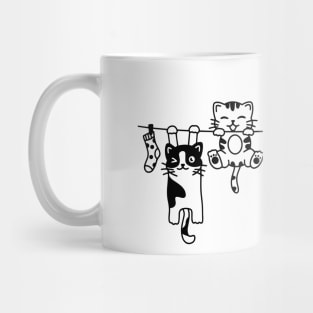 Hanging Cats in The Laundry Funny Cats Mug